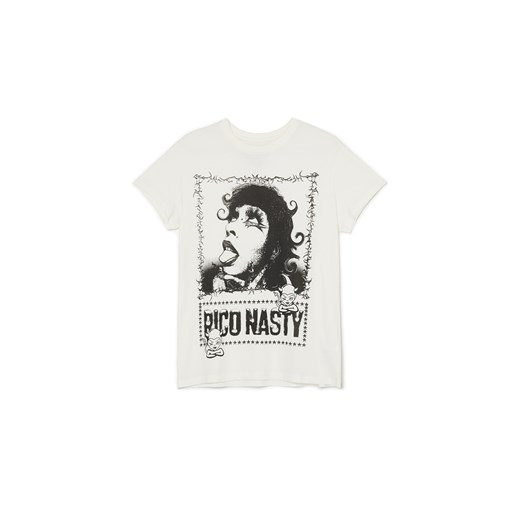 Cropp - T-shirt oversize z nadrukiem Rico Nasty - biały ze sklepu Cropp w kategorii Bluzki damskie - zdjęcie 169453420