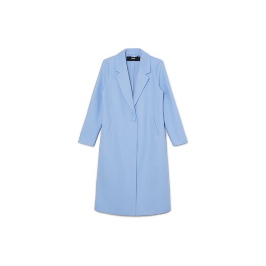 Cropp - Niebieski płaszcz - niebieski ze sklepu Cropp w kategorii Płaszcze damskie - zdjęcie 169453444
