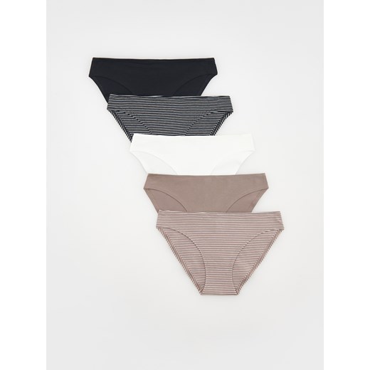 Reserved - Bawełniane majtki typu bikini 5 pack - czarny ze sklepu Reserved w kategorii Majtki damskie - zdjęcie 169453951