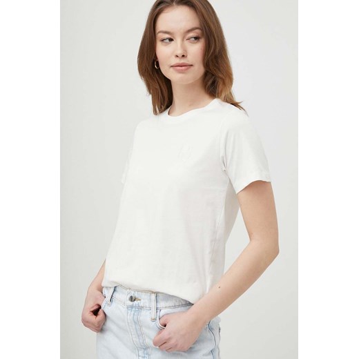 Pepe Jeans t-shirt bawełniany damski kolor beżowy ze sklepu ANSWEAR.com w kategorii Bluzki damskie - zdjęcie 169454832