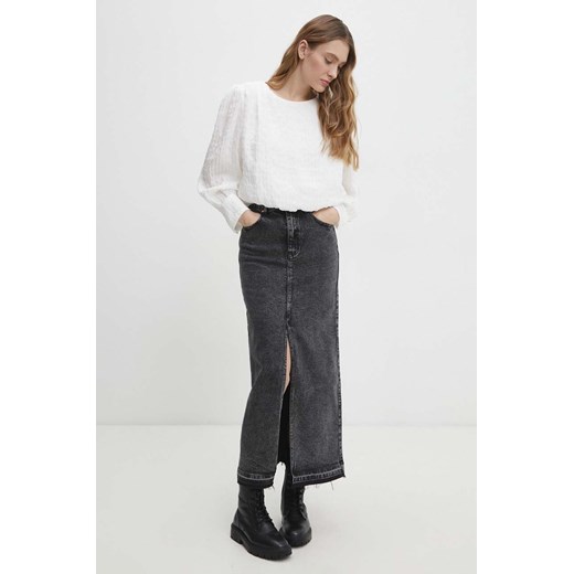 Answear Lab spódnica jeansowa kolor czarny maxi prosta ze sklepu ANSWEAR.com w kategorii Spódnice - zdjęcie 169454952