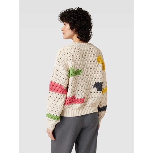 Sweter z dzianiny we wzory na całej powierzchni L Peek&Cloppenburg 
