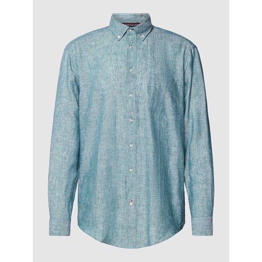 Koszula lniana o kroju regular fit z kołnierzykiem typu button down ze sklepu Peek&Cloppenburg  w kategorii Koszule męskie - zdjęcie 169460500