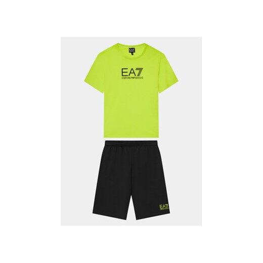 EA7 Emporio Armani Komplet t-shirt i szorty sportowe 3DBV01 BJ02Z 28BM Zielony Regular Fit ze sklepu MODIVO w kategorii Komplety chłopięce - zdjęcie 169462882
