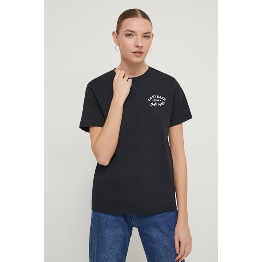 Converse t-shirt bawełniany damski kolor czarny ze sklepu ANSWEAR.com w kategorii Bluzki damskie - zdjęcie 169470770