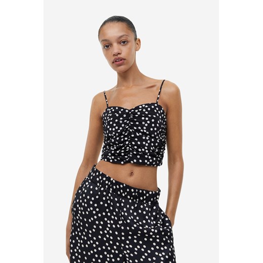 H & M - Krótki top drapowany - Czarny H & M 44 H&M