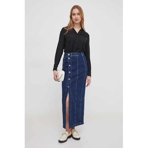 Pepe Jeans spódnica jeansowa kolor granatowy maxi prosta Pepe Jeans L ANSWEAR.com