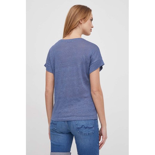 Pepe Jeans t-shirt lniany kolor niebieski Pepe Jeans M ANSWEAR.com