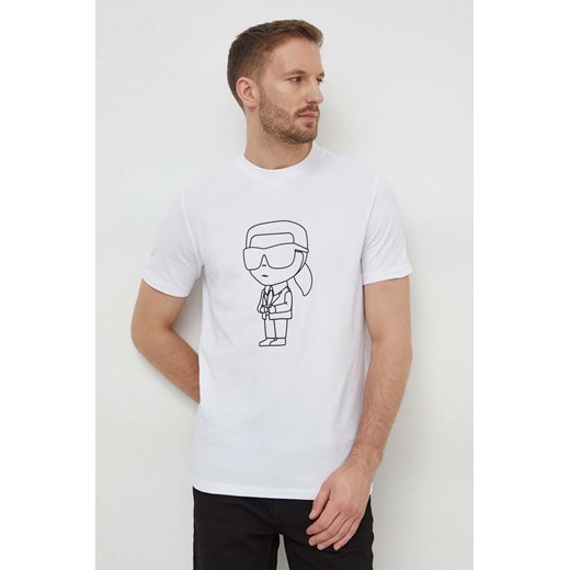 Karl Lagerfeld t-shirt męski kolor biały z nadrukiem ze sklepu ANSWEAR.com w kategorii T-shirty męskie - zdjęcie 169482782