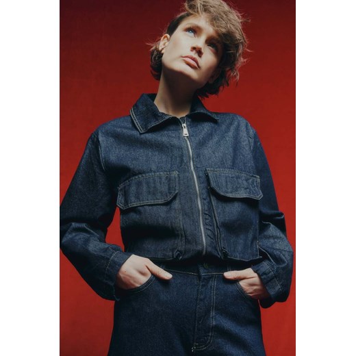 Answear Lab kurtka jeansowa damska kolor granatowy przejściowa ze sklepu ANSWEAR.com w kategorii Kurtki damskie - zdjęcie 169482811