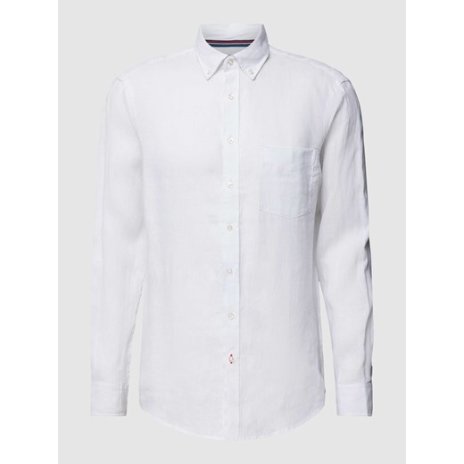 Koszula lniana o kroju regular fit z kołnierzykiem typu button down ze sklepu Peek&Cloppenburg  w kategorii Koszule męskie - zdjęcie 169484342