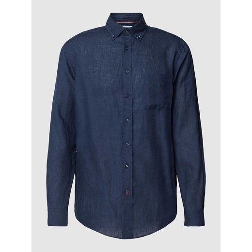 Koszula lniana o kroju regular fit z kołnierzykiem typu button down ze sklepu Peek&Cloppenburg  w kategorii Koszule męskie - zdjęcie 169484542