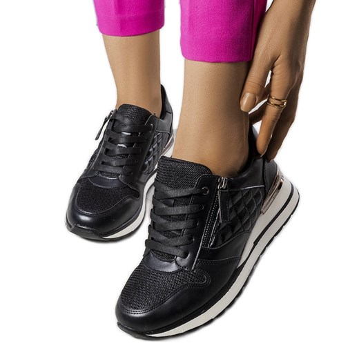 Czarne sneakersy z łączonych materiałów Goulet ze sklepu ButyModne.pl w kategorii Buty sportowe damskie - zdjęcie 169486771