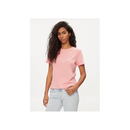 Tommy Jeans T-Shirt DW0DW14616 Różowy Regular Fit ze sklepu MODIVO w kategorii Bluzki damskie - zdjęcie 169493660