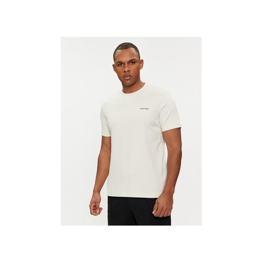 Calvin Klein T-Shirt Micro Logo Interlock K10K109894 Beżowy Regular Fit ze sklepu MODIVO w kategorii T-shirty męskie - zdjęcie 169493874