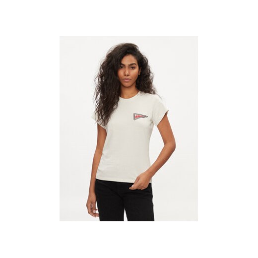Wrangler T-Shirt Shrunken Band 112350301 Écru Slim Fit ze sklepu MODIVO w kategorii Bluzki damskie - zdjęcie 169493883