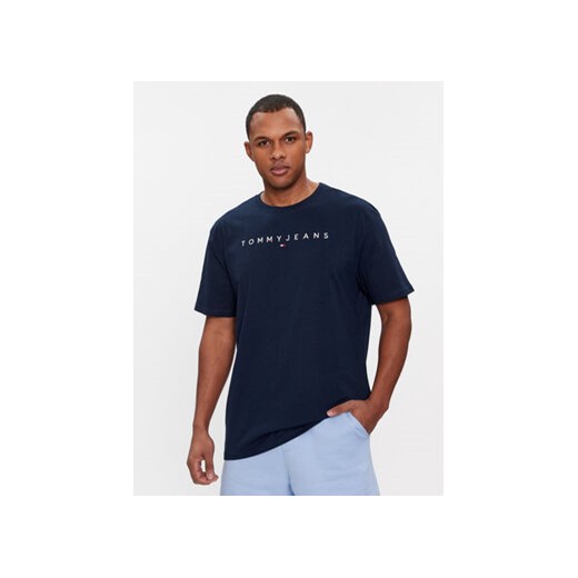 Tommy Jeans T-Shirt Linear Logo DM0DM17993 Granatowy Regular Fit ze sklepu MODIVO w kategorii T-shirty męskie - zdjęcie 169493964