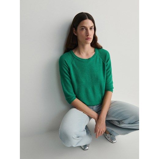 Reserved - Gładki sweter - zielony ze sklepu Reserved w kategorii Bluzki damskie - zdjęcie 169495440