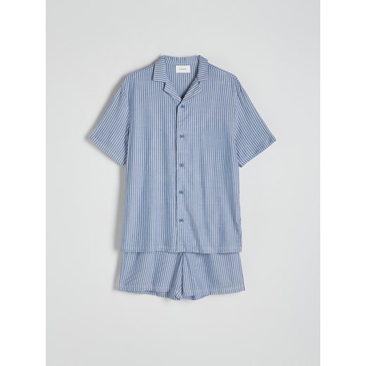 Reserved - Dwuczęściowa piżama z wiskozy - jasnoniebieski ze sklepu Reserved w kategorii Piżamy męskie - zdjęcie 169495453