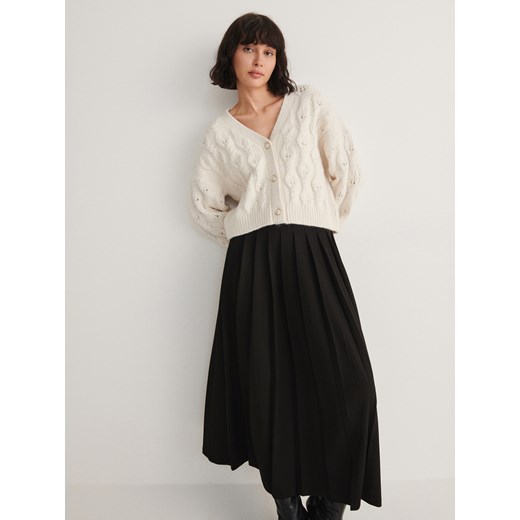 Reserved - Plisowana spódnica midi - czarny ze sklepu Reserved w kategorii Spódnice - zdjęcie 169495684