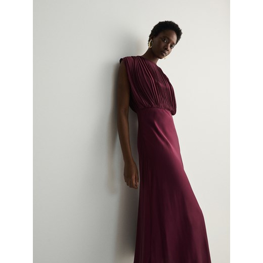 Reserved - Sukienka maxi z plisowaniem - kasztanowy ze sklepu Reserved w kategorii Sukienki - zdjęcie 169496164