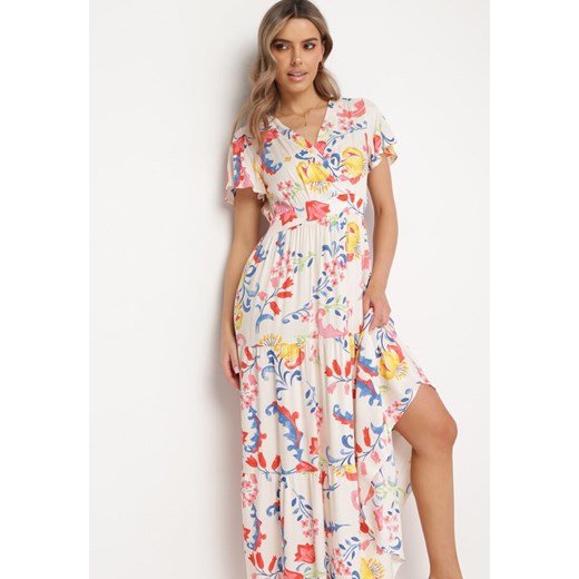 Sukienka Born2be wielokolorowa maxi boho w kwiaty