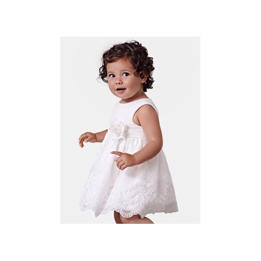 Abel & Lula Sukienka elegancka 5013 Biały Regular Fit ze sklepu MODIVO w kategorii Ubranka do chrztu - zdjęcie 169500841