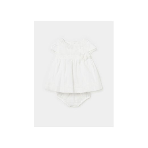 Mayoral Sukienka elegancka 1821 Biały Regular Fit ze sklepu MODIVO w kategorii Ubranka do chrztu - zdjęcie 169501234