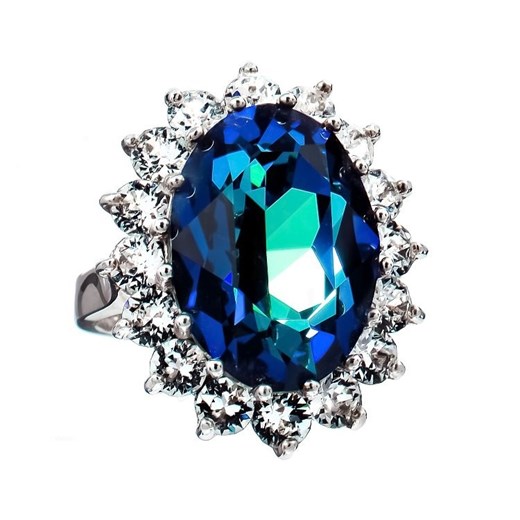 Kryształy Piękny Pierścionek Royal Bermuda Blue Srebro One Size arande