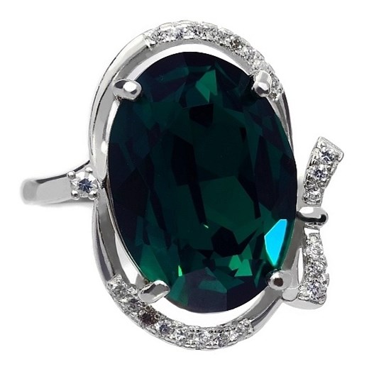 Kryształy Zielony Pierścionek Emerald Srebro One Size arande