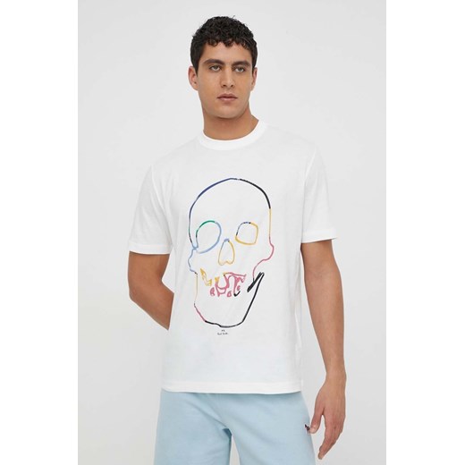 PS Paul Smith t-shirt bawełniany męski kolor biały z nadrukiem ze sklepu ANSWEAR.com w kategorii T-shirty męskie - zdjęcie 169504692