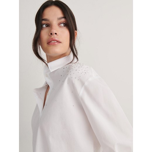 Reserved - Koszula z kryształkami - biały ze sklepu Reserved w kategorii Koszule damskie - zdjęcie 169507541