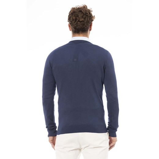 Sweter męski Baldinini Trend na zimę niebieski casual w serek