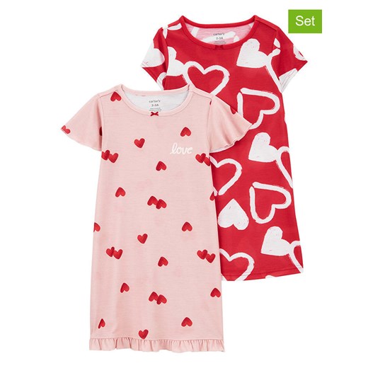 carter&apos;s Koszulki nocne (2 szt.) w kolorze jasnoróżowo-czerwonym ze sklepu Limango Polska w kategorii Piżamy dziecięce - zdjęcie 169514370