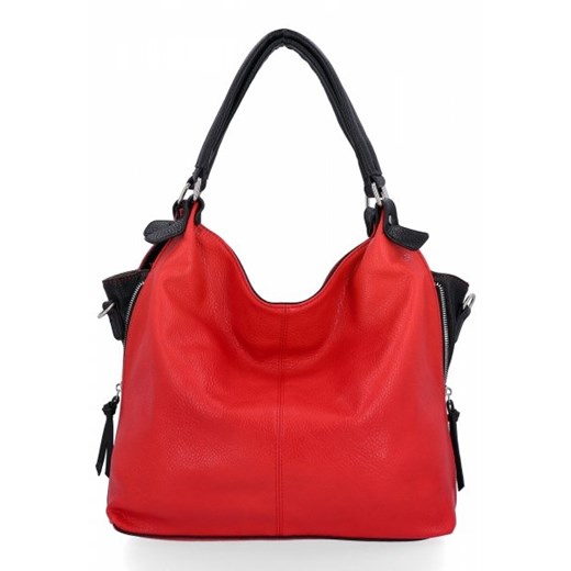 Miejskie Torebki Damskie XL firmy Hernan Czerwone/Czarne (kolory) ze sklepu torbs.pl w kategorii Torby Shopper bag - zdjęcie 169518134