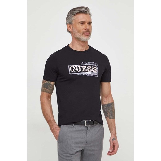 Guess t-shirt męski kolor czarny z nadrukiem M4GI26 J1314 ze sklepu ANSWEAR.com w kategorii T-shirty męskie - zdjęcie 169519091