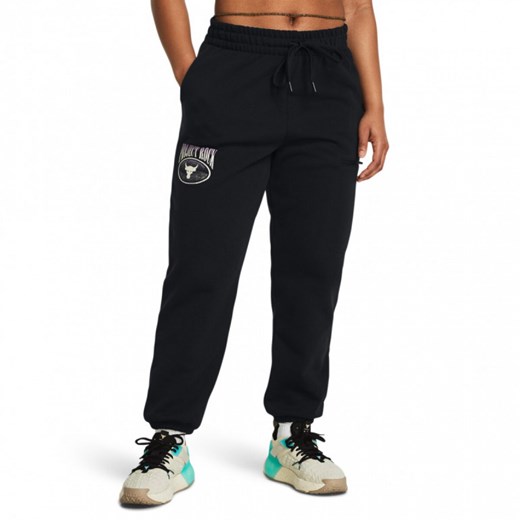 Damskie spodnie treningowe Under Armour Projcet Rock Q1 HW Terry Pant - czarne ze sklepu Sportstylestory.com w kategorii Spodnie damskie - zdjęcie 169521931