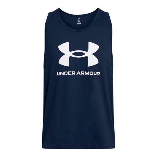 Męski top z nadrukiem Under Armour UA Sportstyle  Logo Tank - granatowy Under Armour S Sportstylestory.com