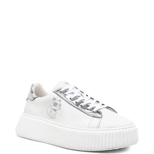 Buty sportowe damskie białe Karl Lagerfeld sneakersy z tkaniny sznurowane na platformie 