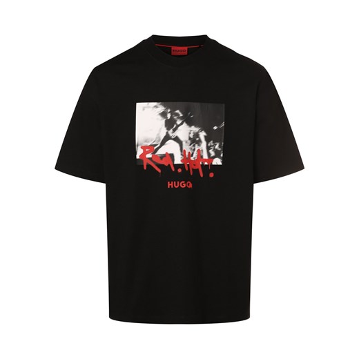 HUGO Koszulka męska - Domenade Mężczyźni Bawełna czarny nadruk ze sklepu vangraaf w kategorii T-shirty męskie - zdjęcie 169530070