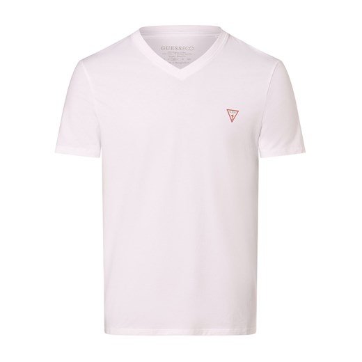GUESS Koszulka męska Mężczyźni Bawełna biały jednolity ze sklepu vangraaf w kategorii T-shirty męskie - zdjęcie 169530074