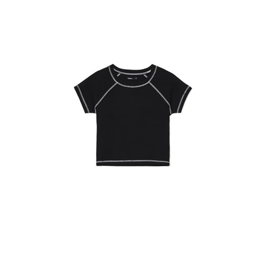 Cropp - Czarny T-shirt - czarny ze sklepu Cropp w kategorii Bluzki damskie - zdjęcie 169531243