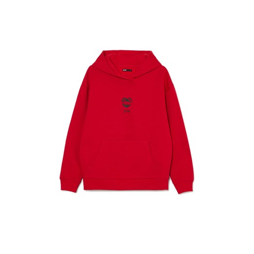 Cropp - Czerwona bluza z kapturem - czerwony ze sklepu Cropp w kategorii Bluzy damskie - zdjęcie 169531262