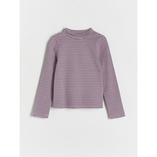 Reserved - Koszulka w paski - fioletowy ze sklepu Reserved w kategorii Bluzki dziewczęce - zdjęcie 169531534