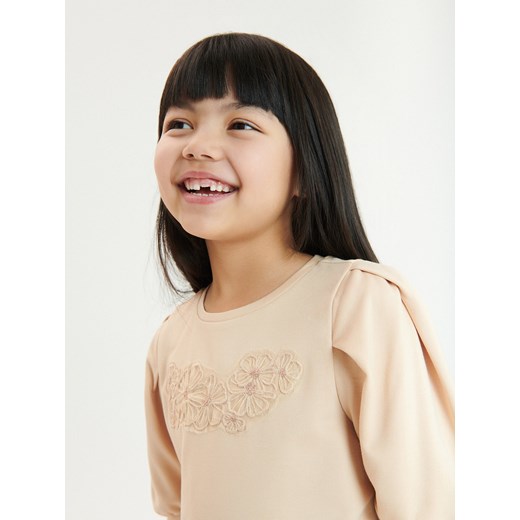 Reserved - Bluzka z aplikacją - beżowy ze sklepu Reserved w kategorii Bluzki dziewczęce - zdjęcie 169531541