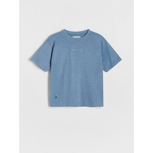 Reserved - T-shirt z haftem - niebieski Reserved 140 (9 lat) Reserved