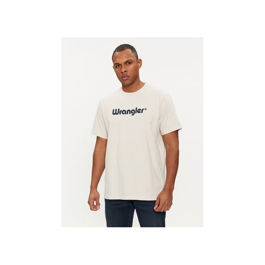 Wrangler T-Shirt Logo 112350523 Biały Regular Fit ze sklepu MODIVO w kategorii T-shirty męskie - zdjęcie 169536134