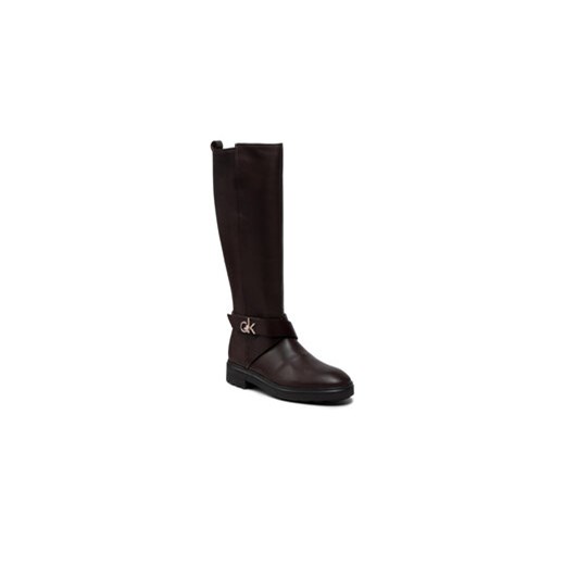Calvin Klein Oficerki Knee Boot 20 W/Hdw HW0HW00607 Brązowy ze sklepu MODIVO w kategorii Kozaki damskie - zdjęcie 169536262