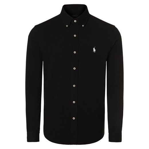 Polo Ralph Lauren Koszula męska Mężczyźni Slim Fit Bawełna czarny jednolity ze sklepu vangraaf w kategorii Koszule męskie - zdjęcie 169536973
