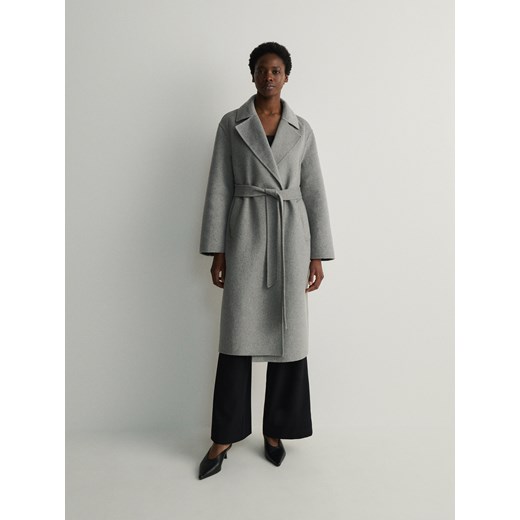 Reserved - Płaszcz z wiązaniem - ciemnoszary ze sklepu Reserved w kategorii Płaszcze damskie - zdjęcie 169537824